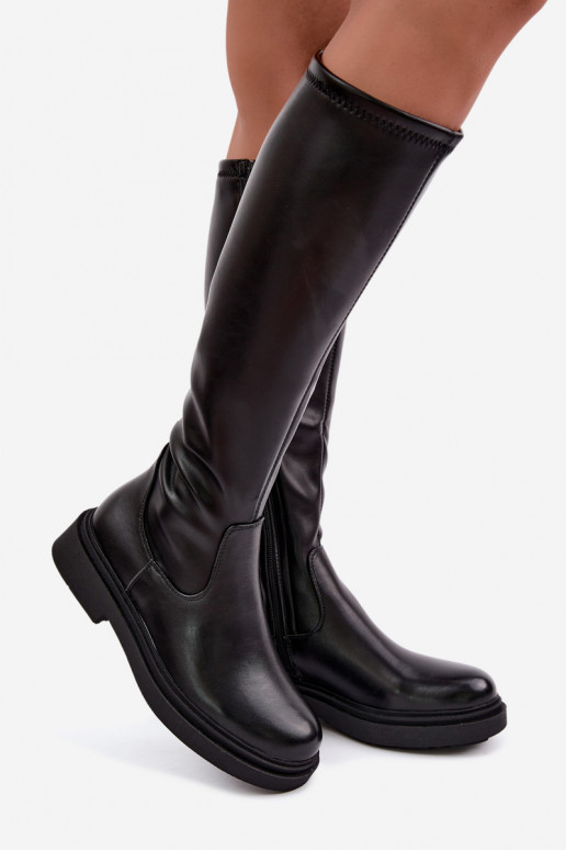 sich Zuarm laufen Damenstiefel mit breiten Absätzen Sergio Leone KZ-02 schZuarze Farbe