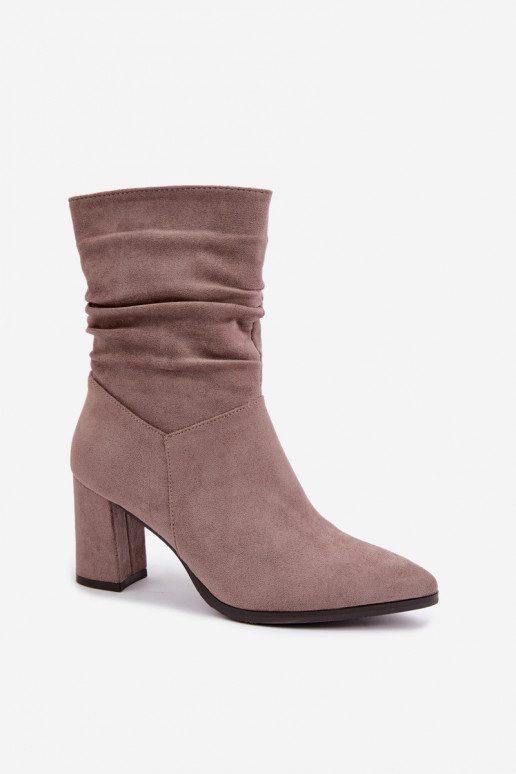 Damen warme Stiefeletten mit lockigem Obermaterial Dalessia in Tonfarbe
