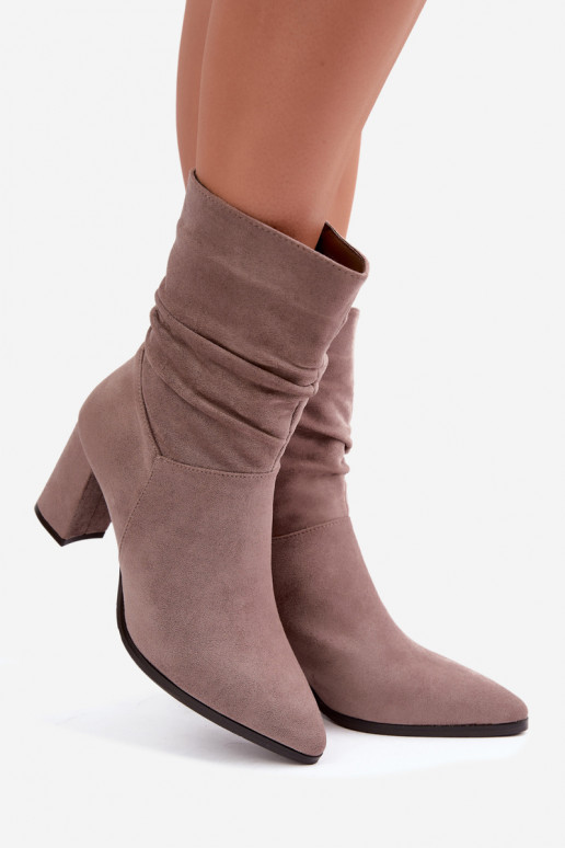 Damen warme Stiefeletten mit lockigem Obermaterial Dalessia in Tonfarbe