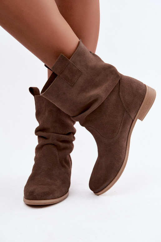 Haut INildlederschuhe Feminin Mit Rüschen sich Zuarm laufen Zazoo 4210 braune Farbe
