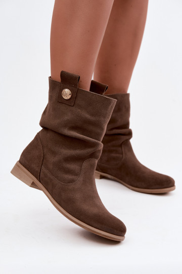 Haut INildlederschuhe Feminin Mit Rüschen sich Zuarm laufen Zazoo 4210 braune Farbe 2