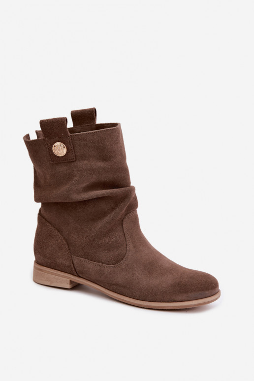 Haut INildlederschuhe Feminin Mit Rüschen sich Zuarm laufen Zazoo 4210 braune Farbe