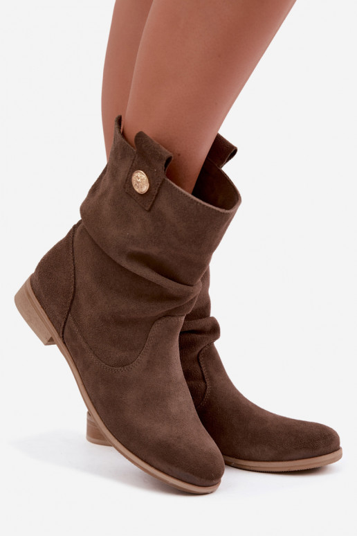 Haut INildlederschuhe Feminin Mit Rüschen sich Zuarm laufen Zazoo 4210 braune Farbe