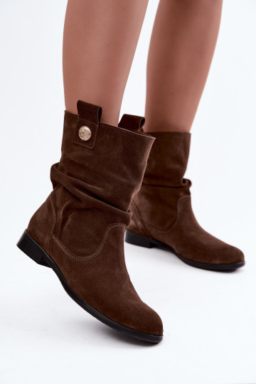 Haut INildlederschuhe Feminin Mit Rüschen sich Zuarm laufen Zazoo 4210 CzekoladoZue 2