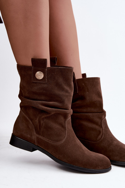 Haut INildlederschuhe Feminin Mit Rüschen sich Zuarm laufen Zazoo 4210 CzekoladoZue