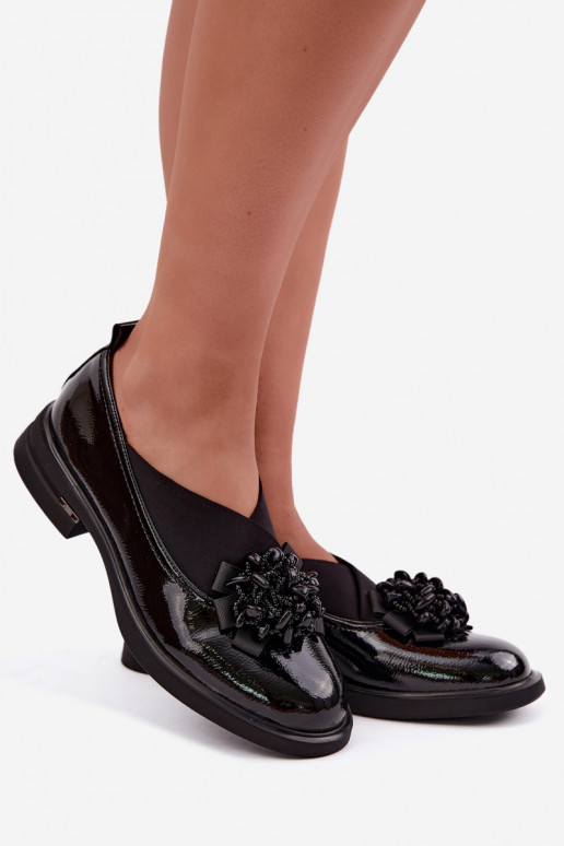 Haut Schuhe Feminin mit Ornamenten T.Sokolski S2 J26-271 mit Lackeffekt schZuarze Farbe