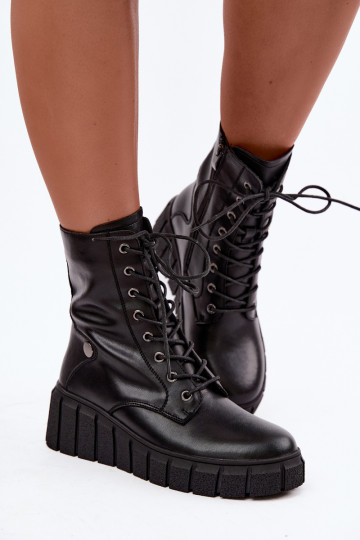 Haut Stiefel mit einer Plattform sich Zuarm laufen T.Sokolski AN Z26-160 schZuarze Farbe