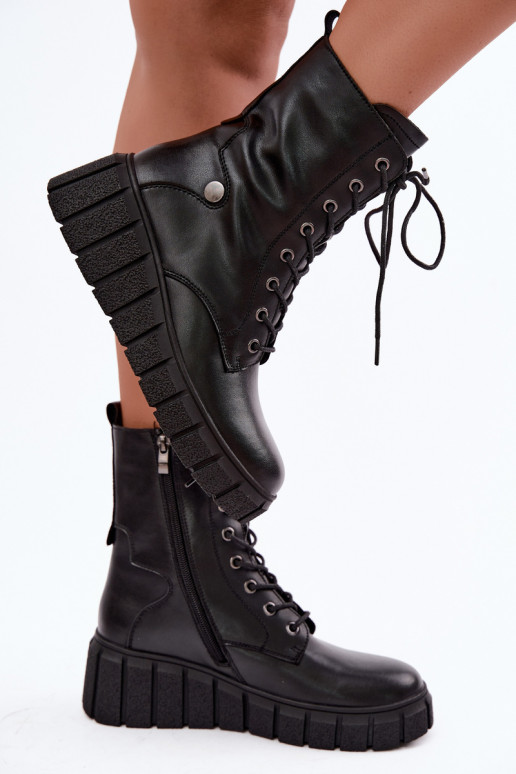 Damen warme Stiefeletten mit Plateau T.Sokolski AN Z26-160 in schwarzer Farbe
