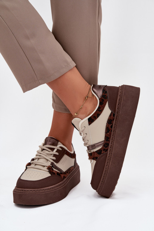 Braun-beige Damen Plattform-Sneaker mit Leopardenmuster Big Star SS274356
