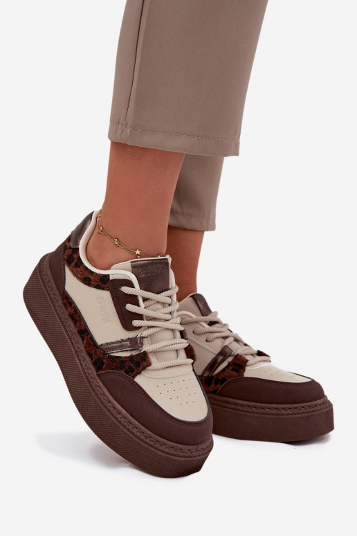Braun-beige Damen Plattform-Sneaker mit Leopardenmuster Big Star SS274356