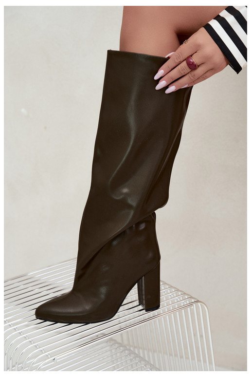 Khaki Stiefeletten mit Absatz Emeline
