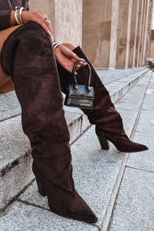 Schokoladenfarbene Damen-Knöchelhohe Stiefel mit Absätzen Anica