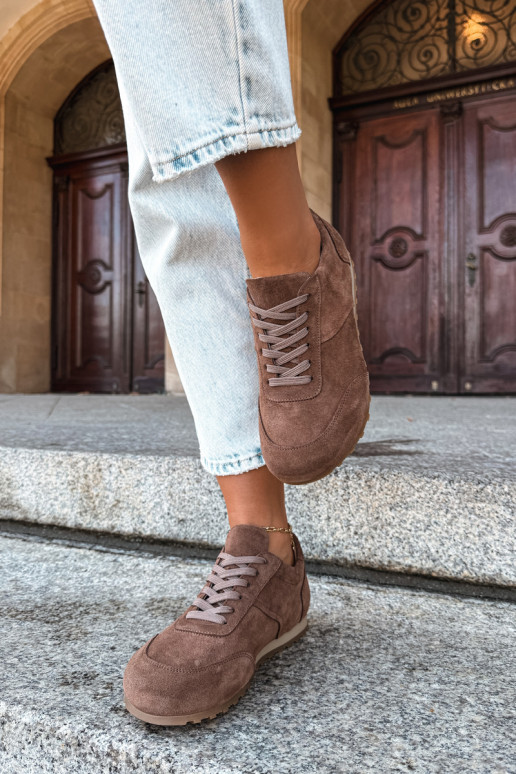 Barefoot Sneaker aus Kunstveloursleder in Braun Zazoo N1422