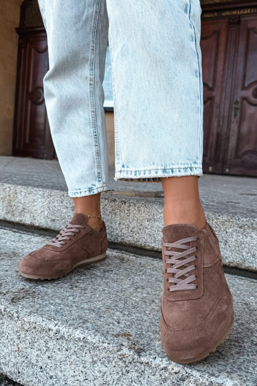 Barefoot Sneaker aus Kunstveloursleder in Braun Zazoo N1422