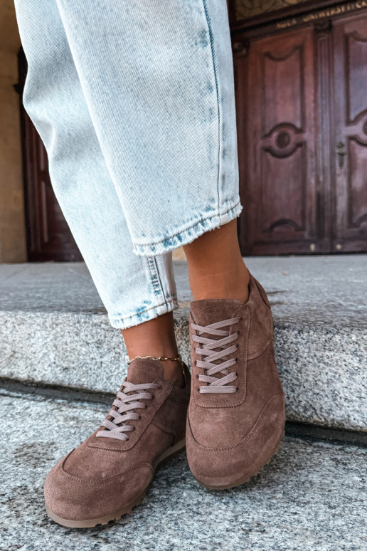 Barefoot Sneaker aus Kunstveloursleder in Braun Zazoo N1422