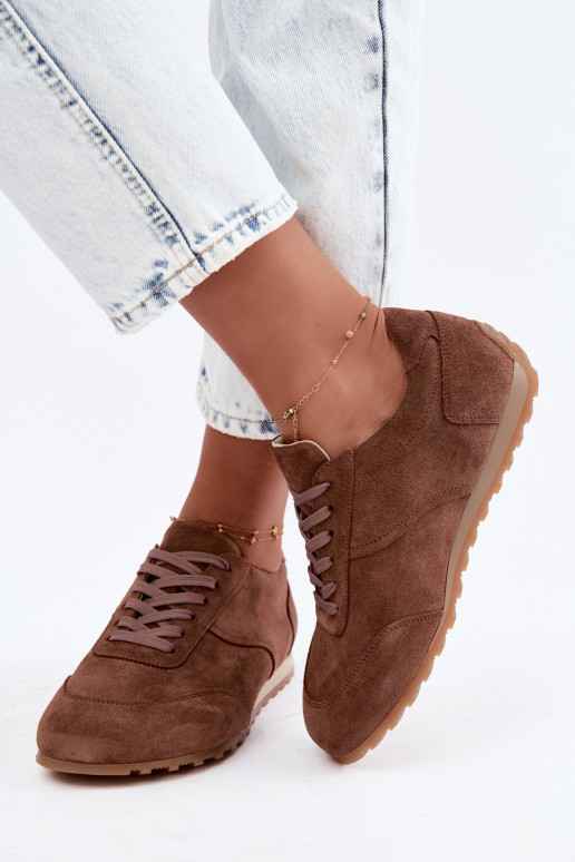 Barefoot Sneaker aus Kunstveloursleder in Braun Zazoo N1422