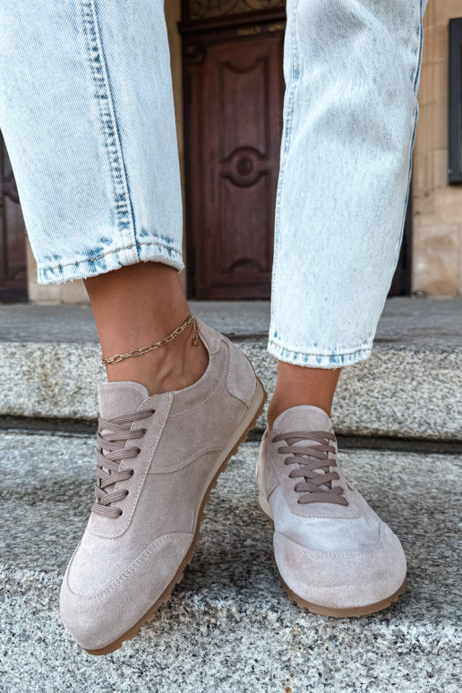 Barefoot Sneaker aus Kunstveloursleder in Sandfarbe Zazoo N1422