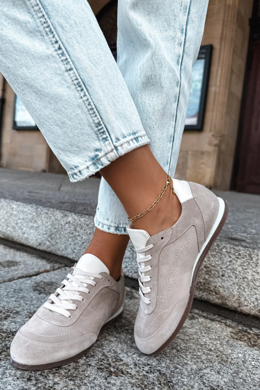 Barefoot Sneaker mit Stickereien in Sandfarbe Zazoo N1414