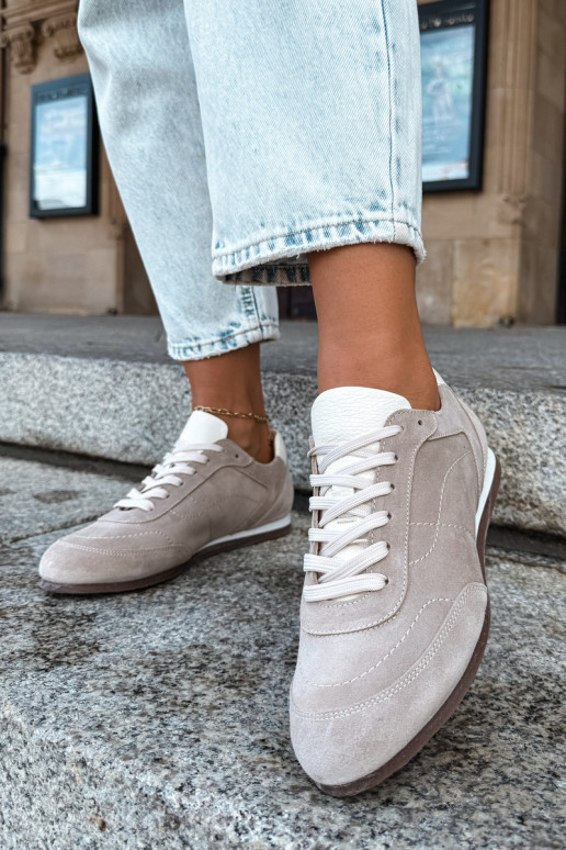 Barefoot Sneaker mit Stickereien in Sandfarbe Zazoo N1414