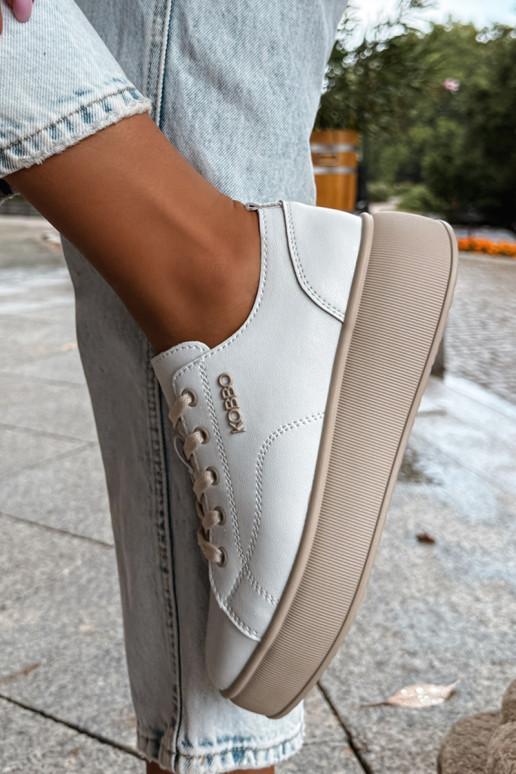 Fauxleder-Sneaker mit Plateau Kobbo in Weiß