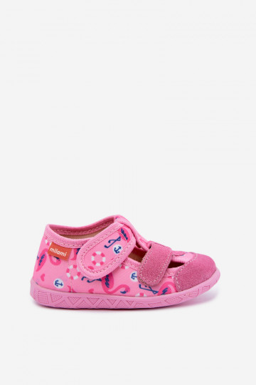 Kinderschuhe Milami mit Klettverschlüssen und Flamingos in Rosa Reathiana 2