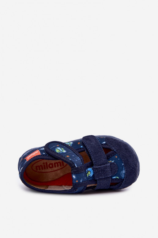Kinderschuhe Milami mit Klettverschlüssen und Raketen in Dunkelblau Reathiana