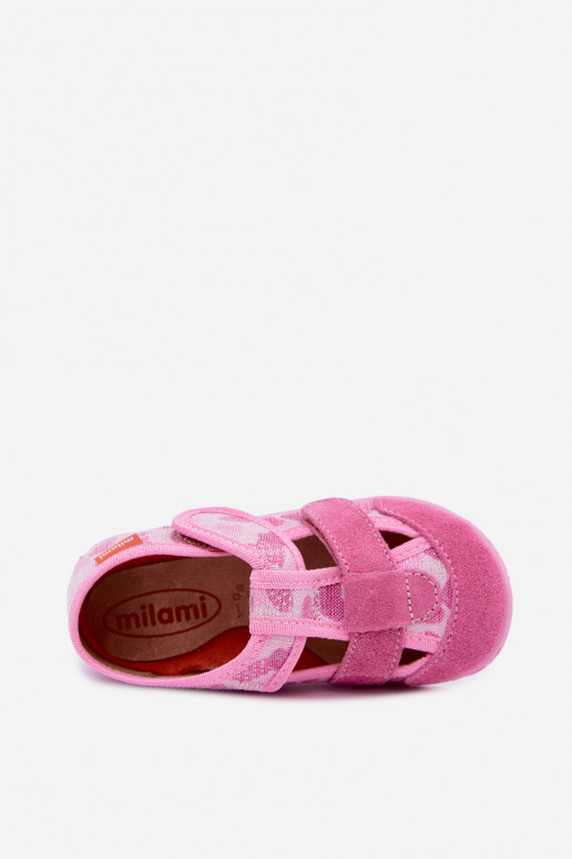 Kinderschuhe Milami mit Klettverschlüssen und glitzernden Herzen in Rosa Reathiana