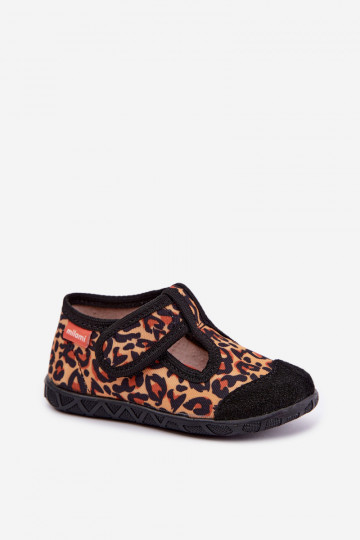 Kinderschuhe Milami mit Klettverschlüssen und Leopardenmustern in Gelb und Schwarz Jasimrra
