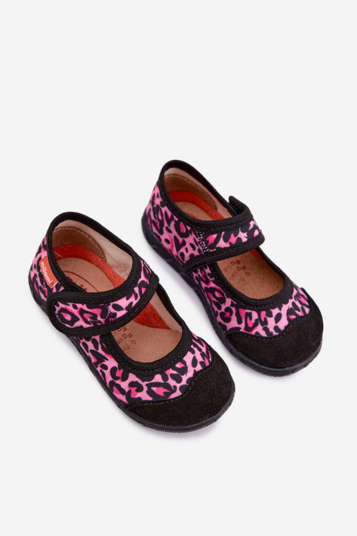 Kinderschuhe Milami mit Klettverschlüssen und Leopardenmustern in Rosa und Schwarz Esnia