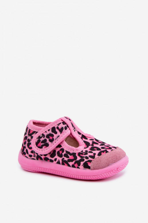 Elastische Kinderschuhe Milami mit Klettverschlüssen und Leopardenmustern in Rosa Ambette