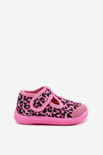 Elastische Kinderschuhe Milami mit Klettverschlüssen und Leopardenmustern in Rosa Ambette 2