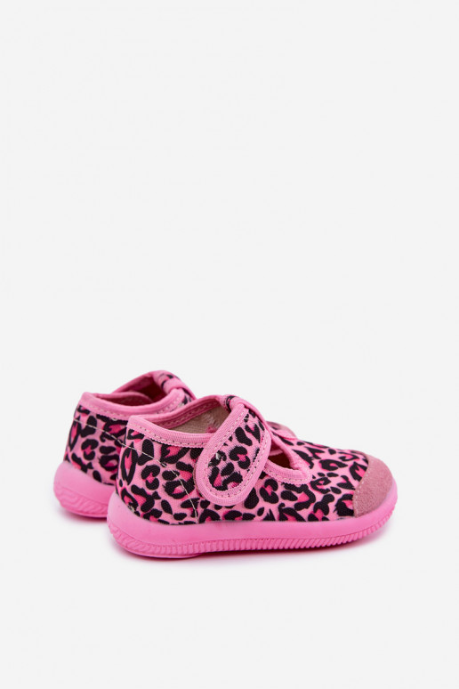 Elastische Kinderschuhe Milami mit Klettverschlüssen und Leopardenmustern in Rosa Ambette