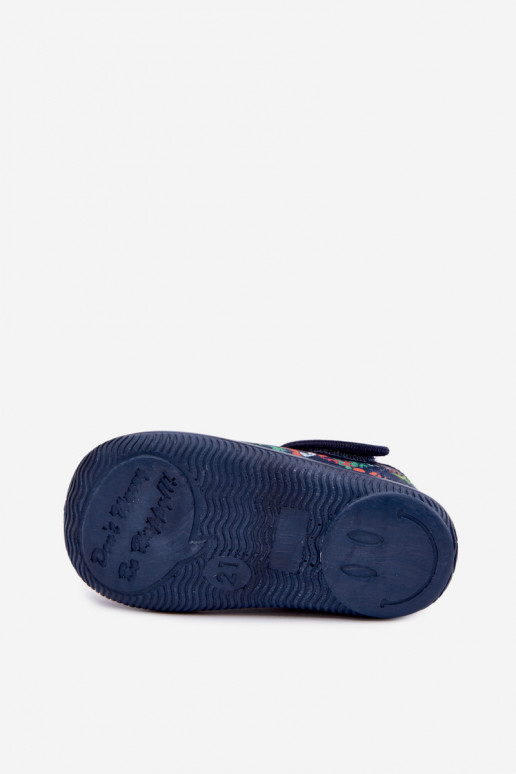 Elastische Kinderschuhe Milami mit Klettverschlüssen und Dschungelmuster in Dunkelblau Ambette