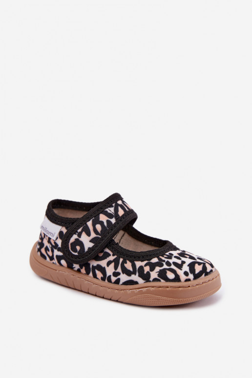 Kinderballettschuhe mit Leopardenmuster sandfarben Caelia