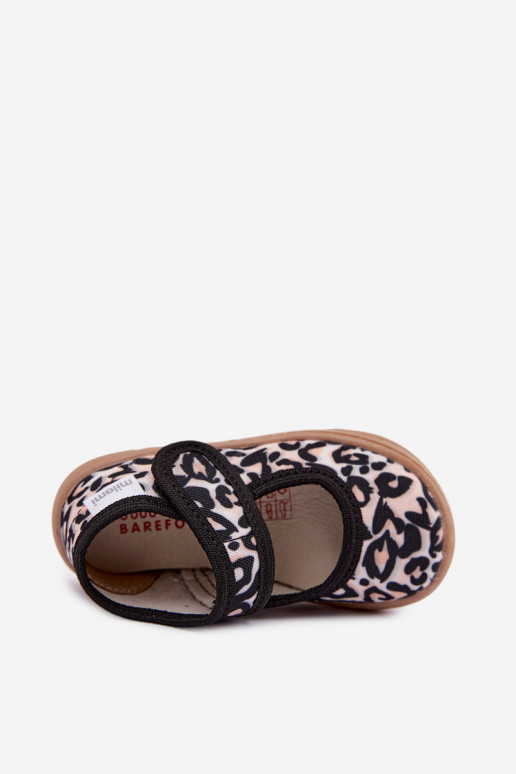 Kinderballettschuhe mit Leopardenmuster sandfarben Caelia