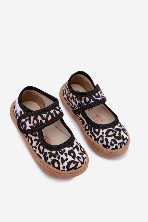 Kinderballettschuhe mit Leopardenmuster sandfarben Caelia
