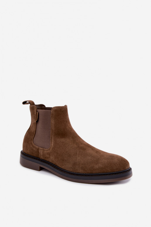 stylische Stiefeletten für Herren aus Kunstwildleder Big Star UU174277 in Khaki