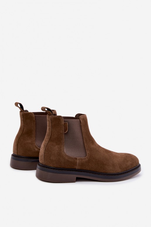 stylische Stiefeletten für Herren aus Kunstwildleder Big Star UU174277 in Khaki