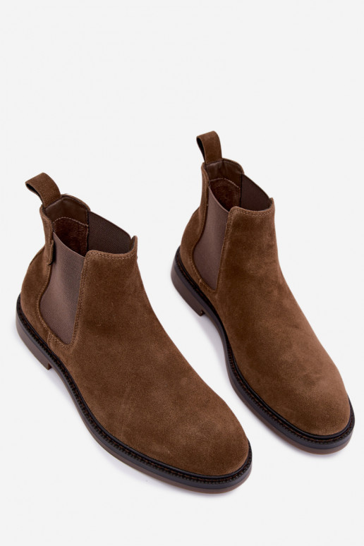 stylische Stiefeletten für Herren aus Kunstwildleder Big Star UU174277 in Khaki