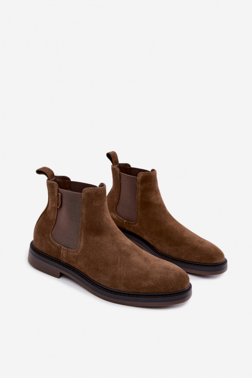 stylische Stiefeletten für Herren aus Kunstwildleder Big Star UU174277 in Khaki