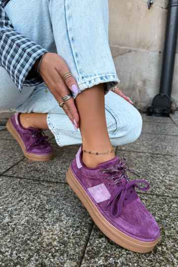 Lila Damen-Sneaker aus Kunstveloursleder mit Isolierung Big Star UU274772
