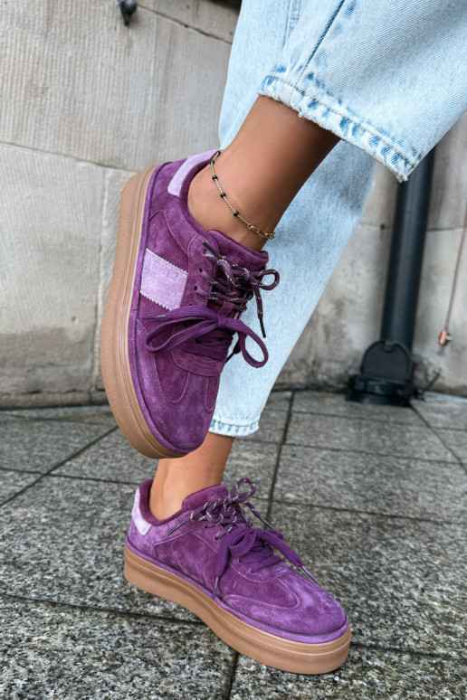 Lila Damen-Sneaker aus Kunstveloursleder mit Isolierung Big Star UU274772