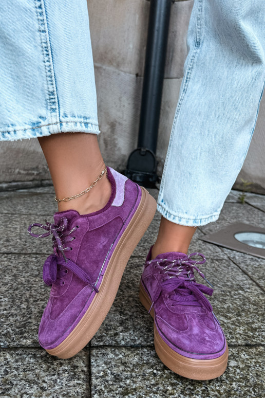 Lila Damen-Sneaker aus Kunstveloursleder mit Isolierung Big Star UU274772