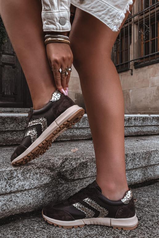 Damen-Sneaker aus Kunstveloursleder in Schokoladenfarbe D&A GR62-6015