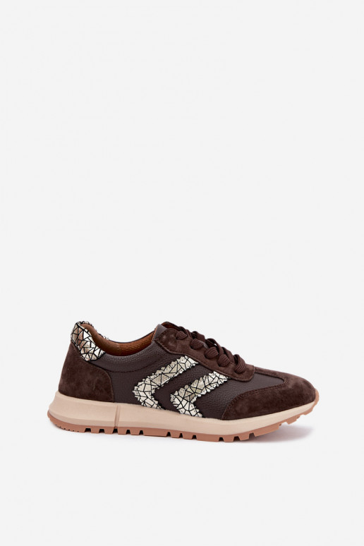 Damen-Sneaker aus Kunstveloursleder in Schokoladenfarbe D&A GR62-6015