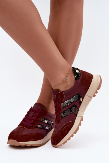 Damen Sneakers aus Kunstveloursleder D&A GR62-6015 in Bordeaux 2