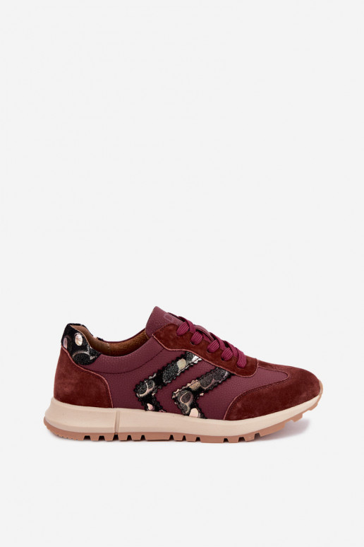 Damen Sneakers aus Kunstveloursleder D&A GR62-6015 in Bordeaux