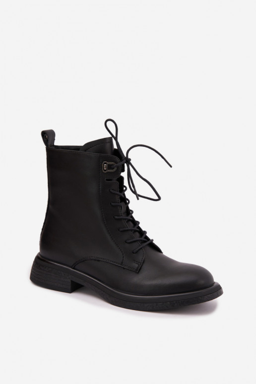 Wärmende Lederstiefeletten Tai turiciejka K7751-01 in Schwarz
