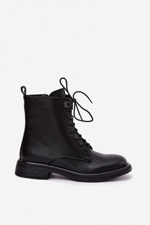Wärmende Lederstiefeletten Tai turiciejka K7751-01 in Schwarz