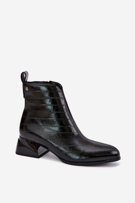 Wärmende Lederstiefeletten Klocke Tai turiciejka K7675-01 in Schwarz
